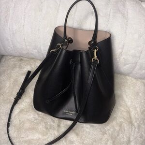 Kate Spade Black Leather Shoulder Bag Eva Large Bucket Bag